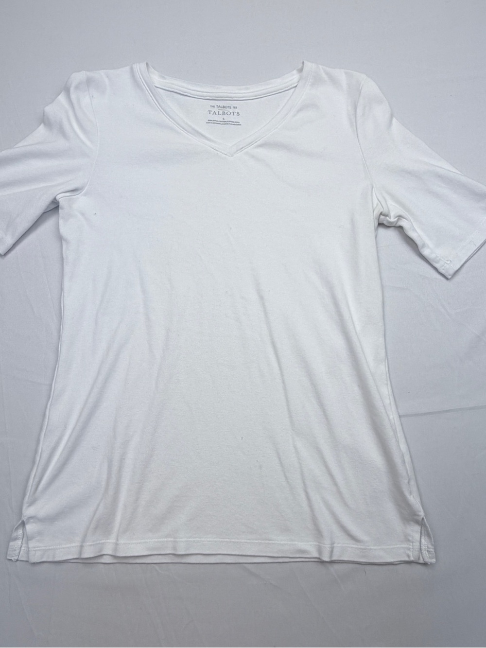Talbots White Short Sleeve V-Neck Tee
